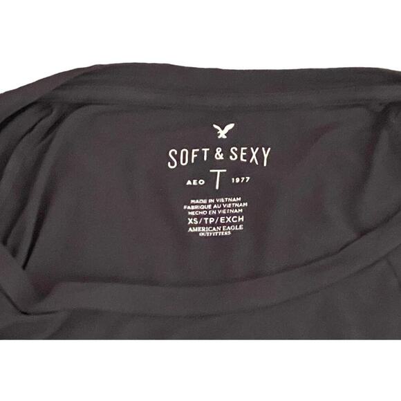 AEO American Eagle Outfitters Womens Soft & Sexy Tee Shirt Long Sleeves Gray XS‎ - Picture 2 of 8